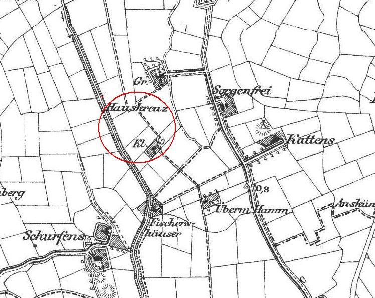 Karte 1891 Klein-Hauskreuz